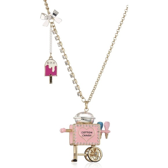Vintage Betsey Johnson Cotton Candy Machine Popsicle Sweet Charm Chain Necklace - Picture 2 of 16